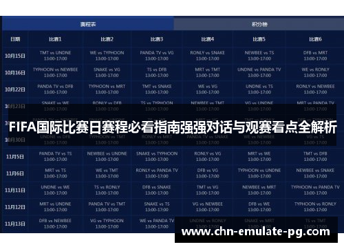 FIFA国际比赛日赛程必看指南强强对话与观赛看点全解析 FIFA国际比赛日赛程必看指南强强对话与观赛看点全解析